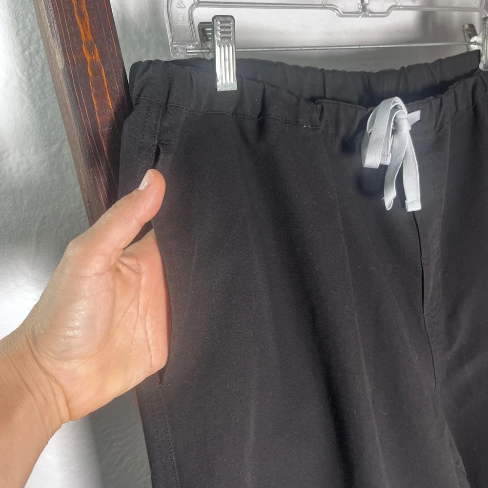 FIGS Technical Collection Black Scrub Pants XXL FM4500 Straight Leg Drawstring